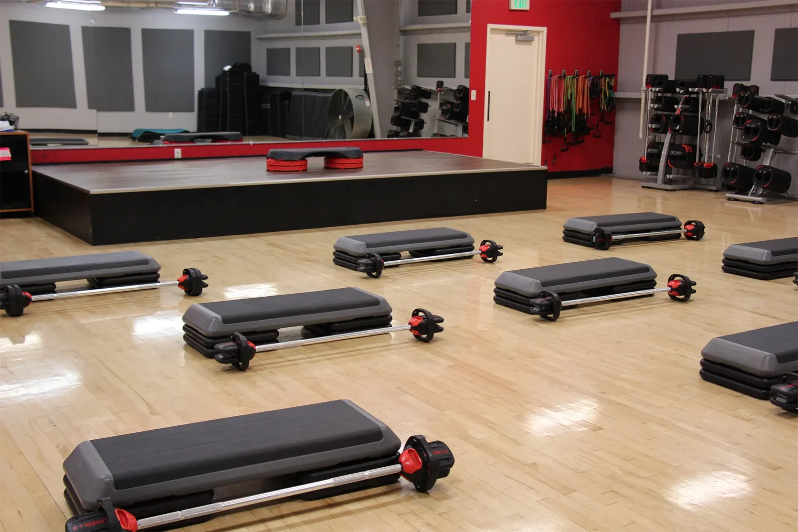 Cardio fitness classroom and equipment