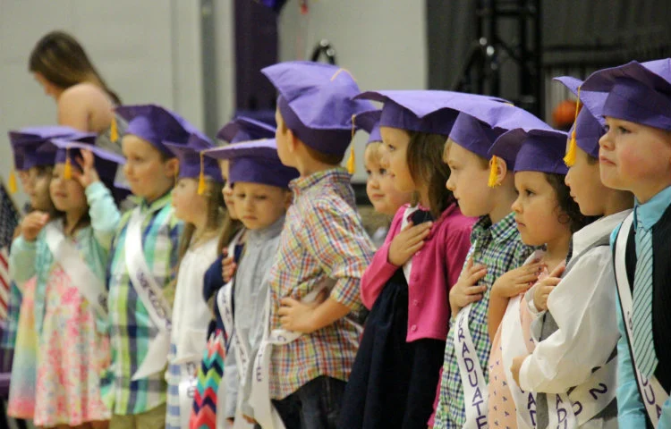 Kids in preschool ceremony