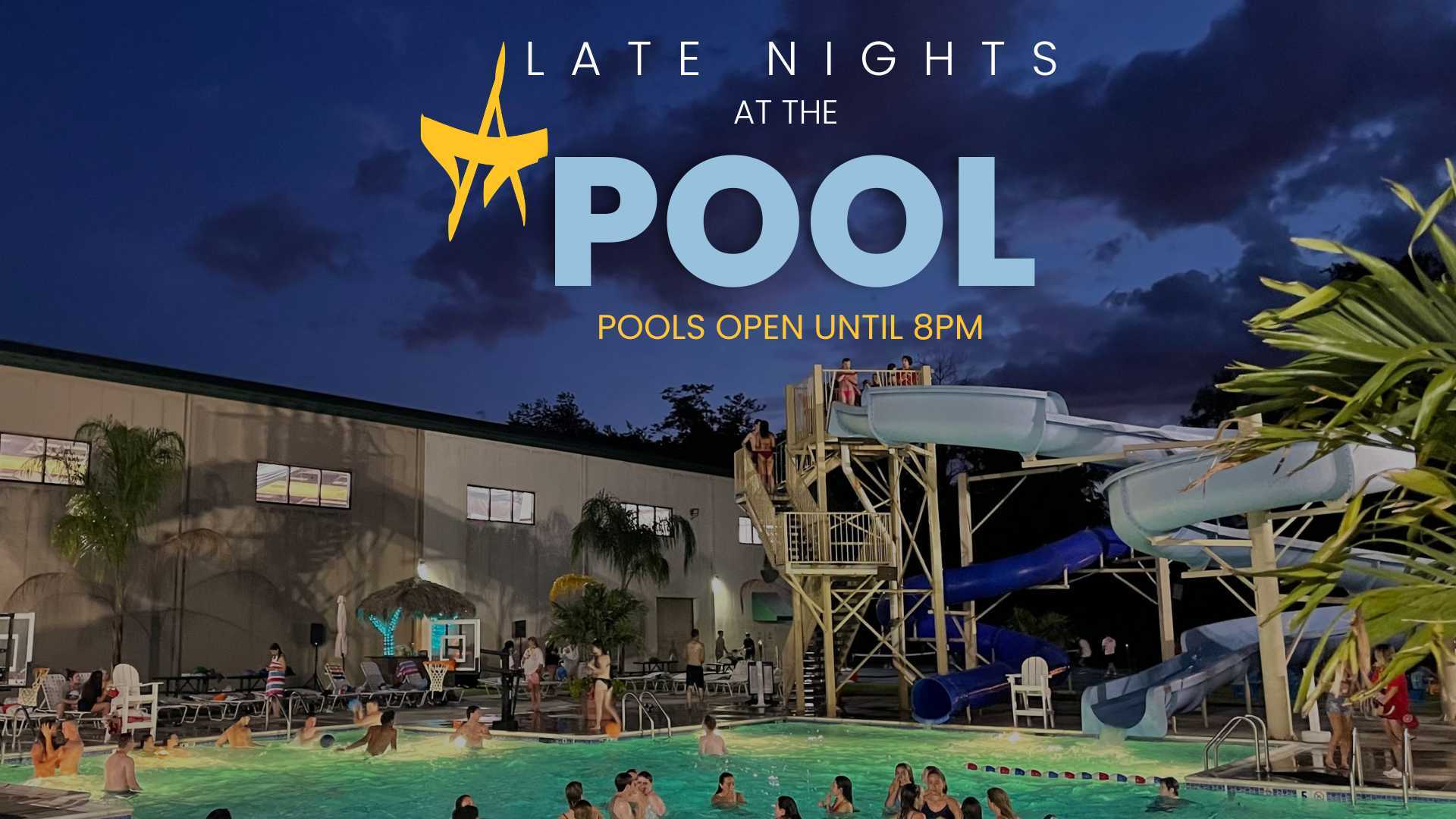 Pools open till 8, food trucks & music till 7:30pm